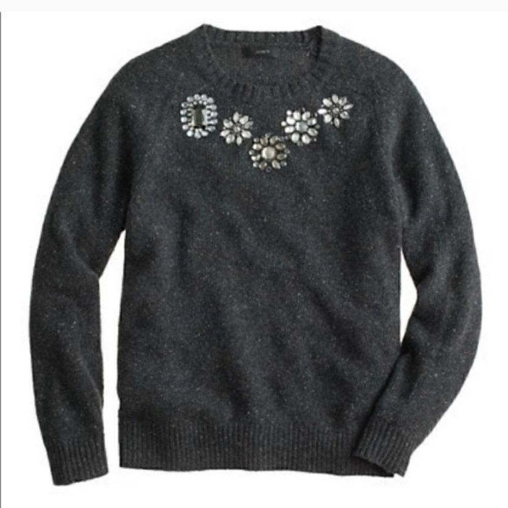 J CREW Lambswool Donegal Jeweled Sweater XSMALL - Picture 2 of 10